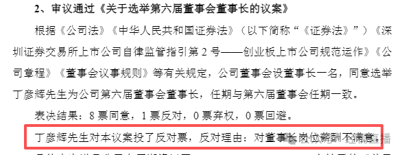 上市公司董事长投票反对自己连任：不满意薪酬！去年年薪435万，本人回应