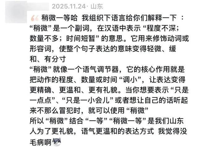 “稍微一等”冲上热搜!山东人集体懵圈:竟然是病句?没有问题啊我觉得